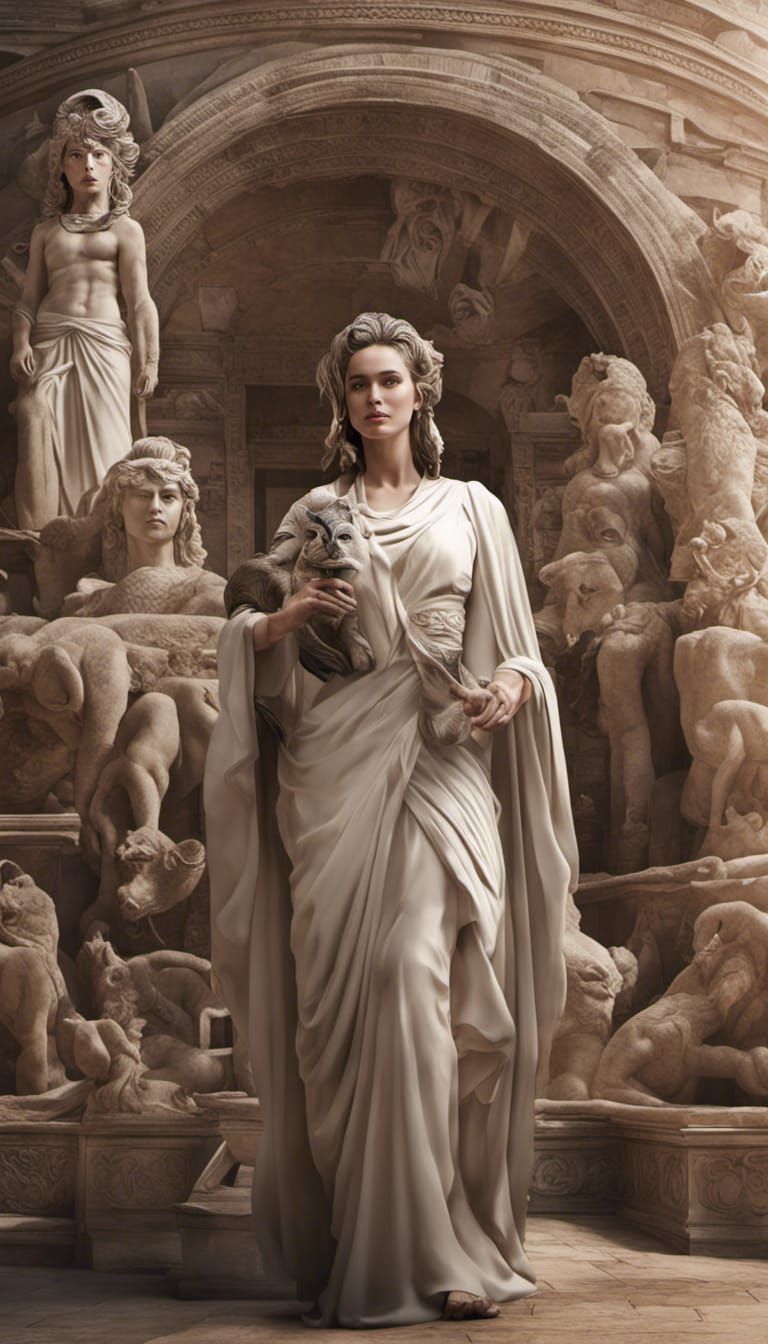 16k resolution, realistic Gorgon taking a selfie, snakes in ...