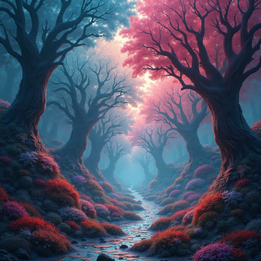 Fantasy Tapestry with Swirling Patterns in Ethereal Style
