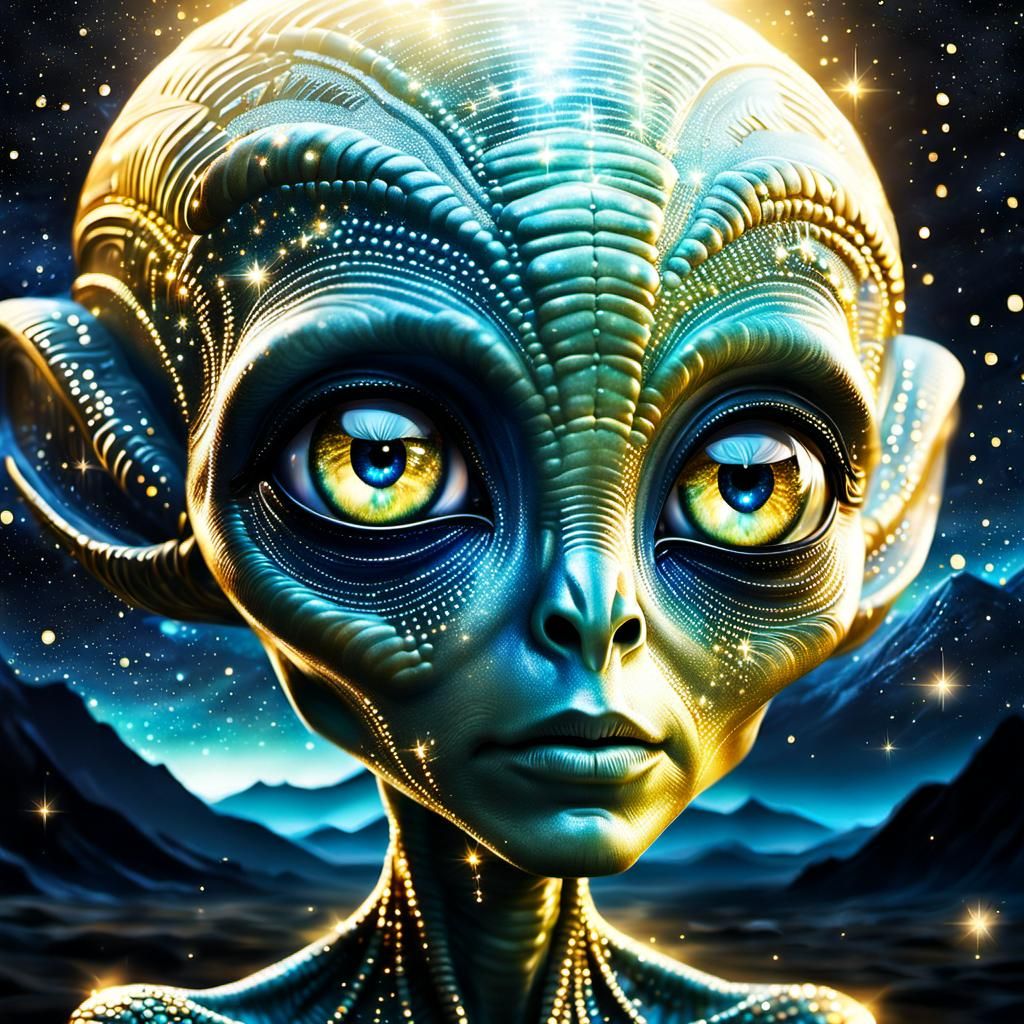 Ethereal Alien Portrait in Cosmic Dreamscape