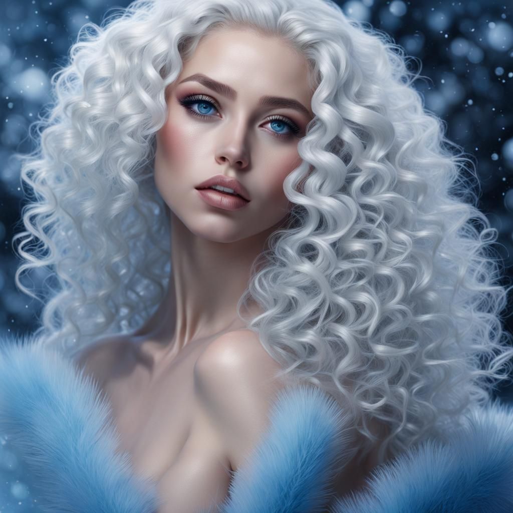 Hyperrealistic Portrait of a Woman with Curly Hair