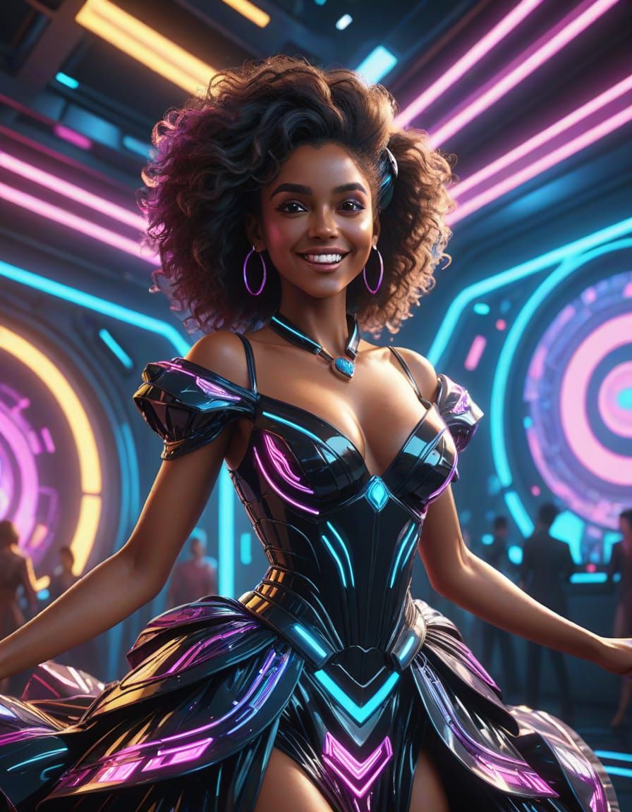 Ethereal Regency Goddess Radiates Futuristic Glamour