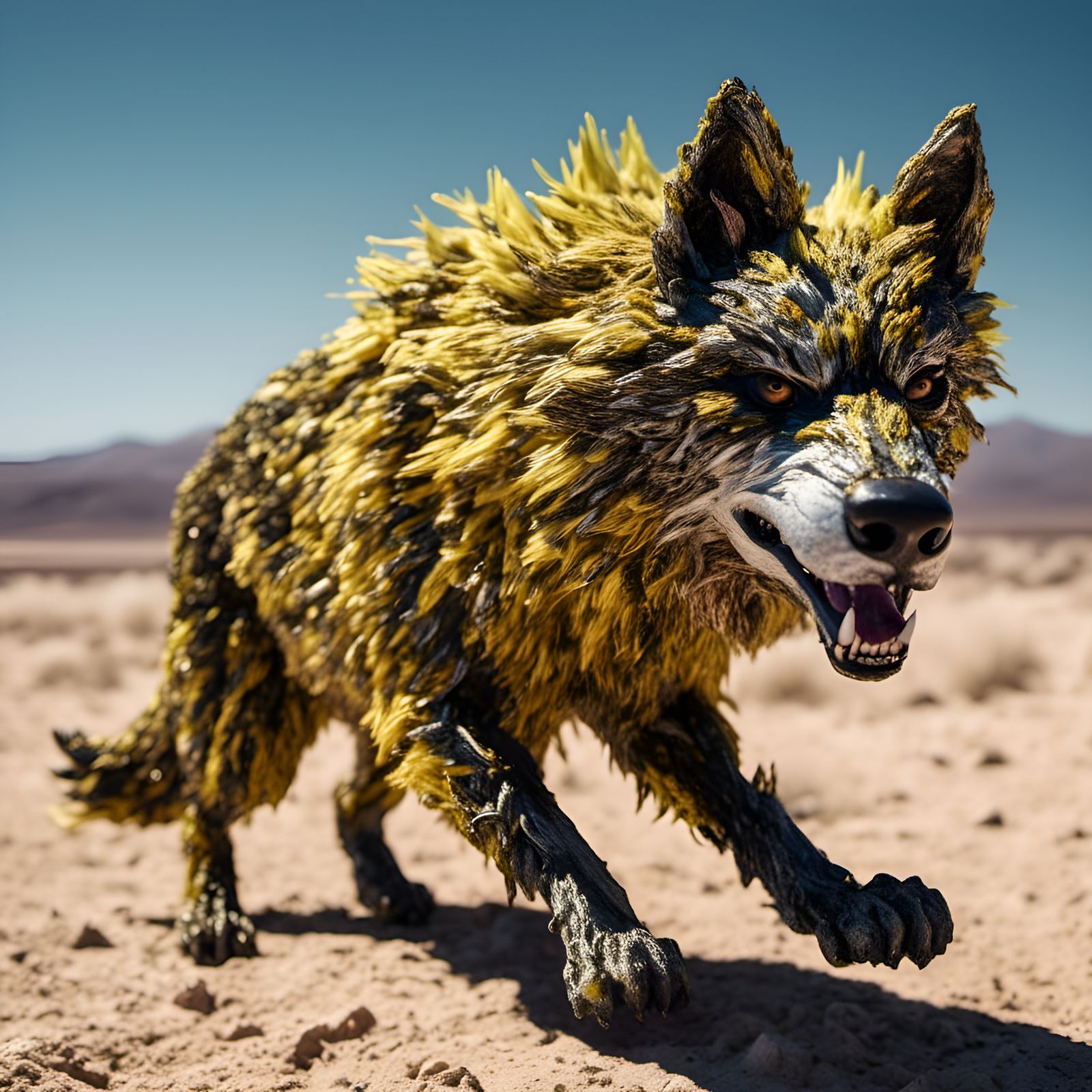 Canarywolf Beast on the Prowl: Realistic Photograph