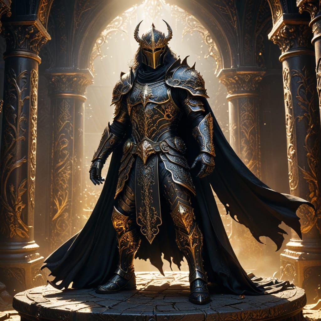 Ornate Black Metal Armor in Dark Fantasy Art