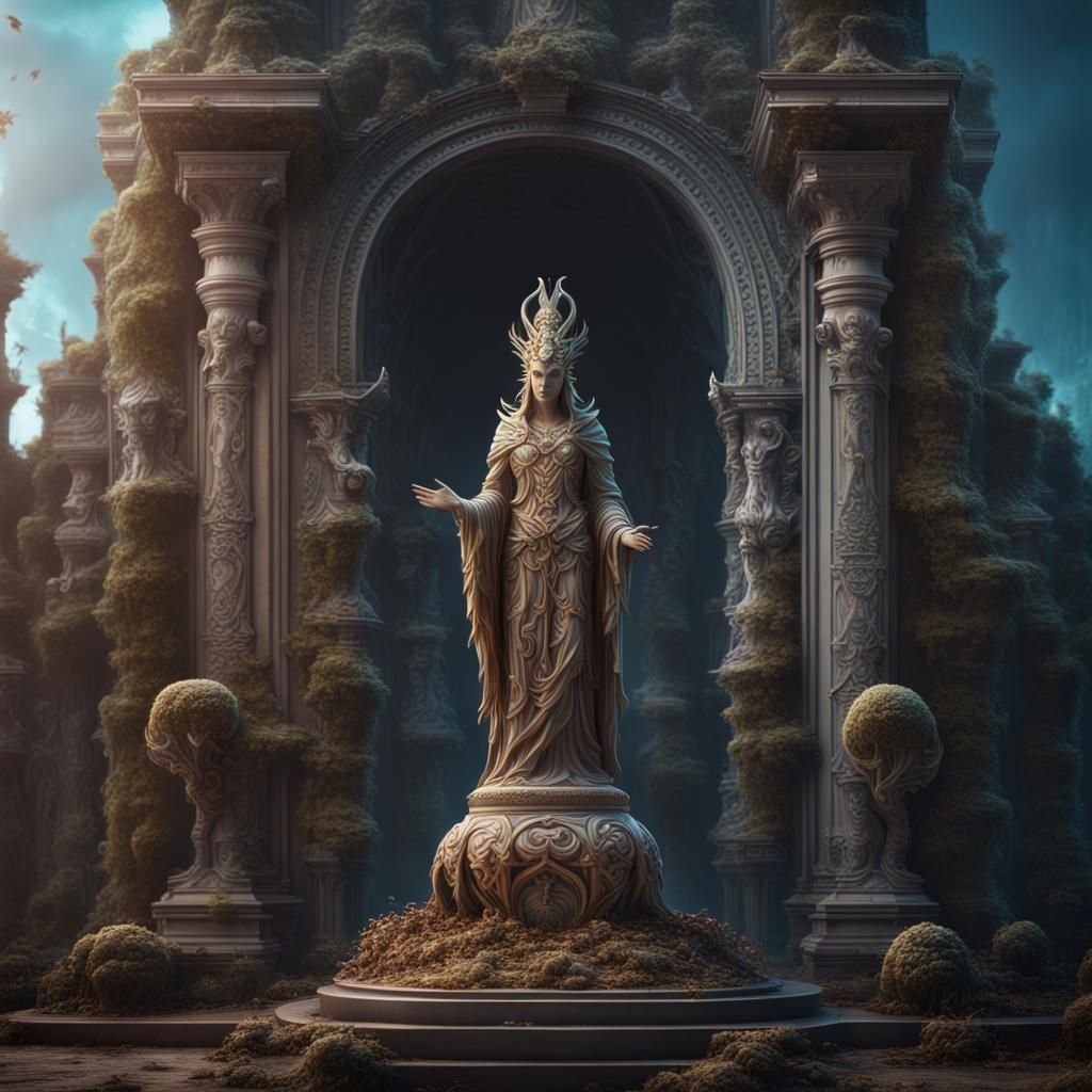 Statue of Reincarnation: Detailed Matte Painting
