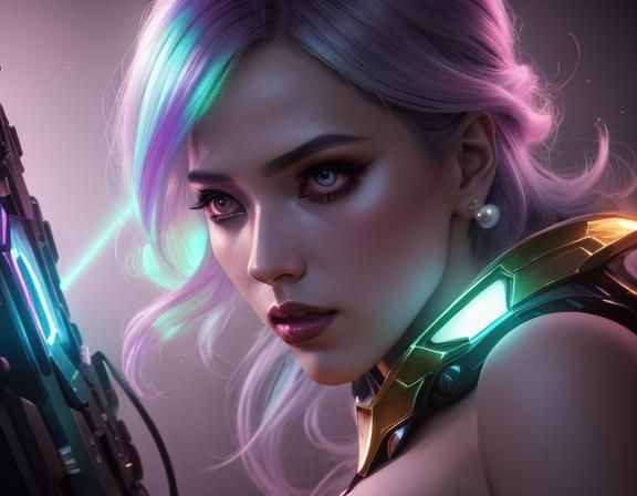 Chrome Haired Woman in Dark Fantasy Film Noir