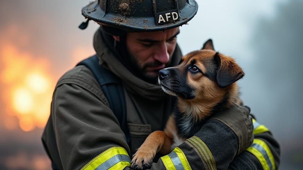 Heroic Moment - Firefighter and the Dog He Saved
