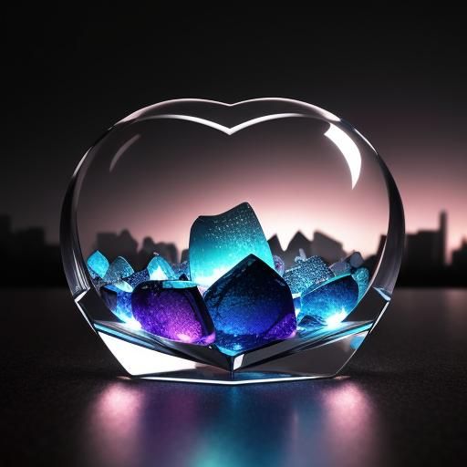 Hopeful Heart of Glass in Hyperrealistic Style