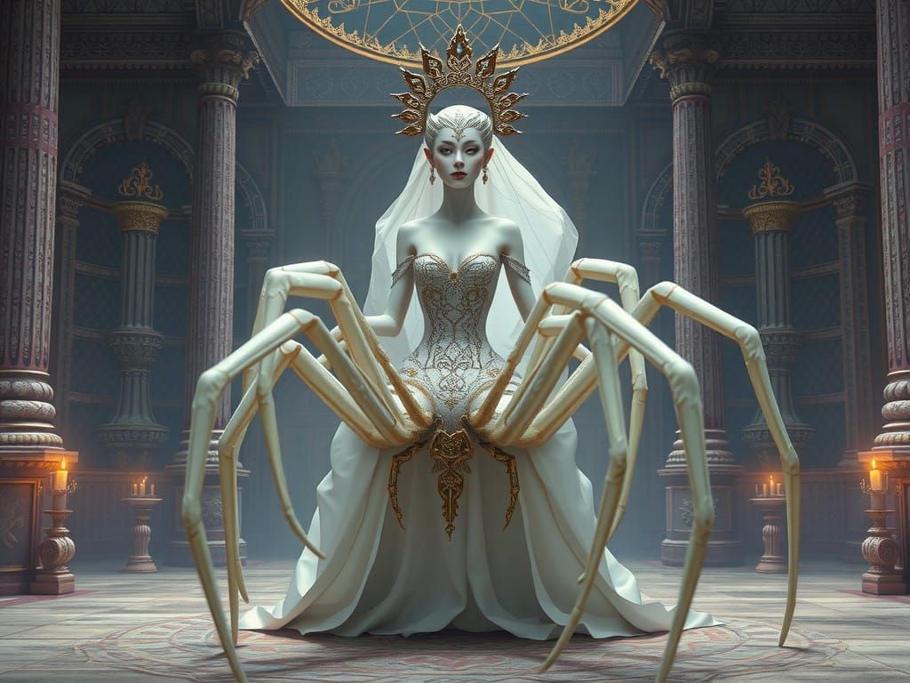 Ethereal Princess of the Web in Opulent Palace