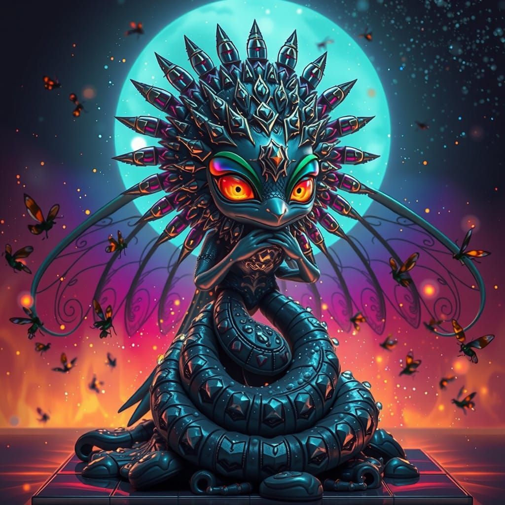 Majestic Firefly in Whirling Swarm of Fireflies, Soft-Glowin...