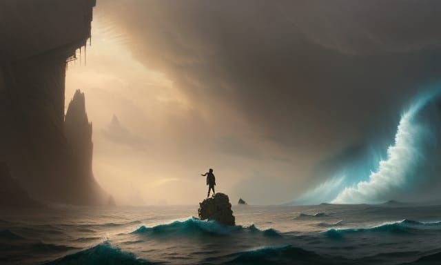 Apprentice and Sea Dragon in Dark Fantasy Style