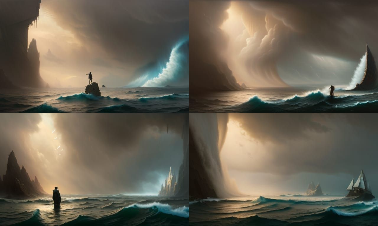 Fantasy Apprentice and Sea Dragon in Dark Tempest