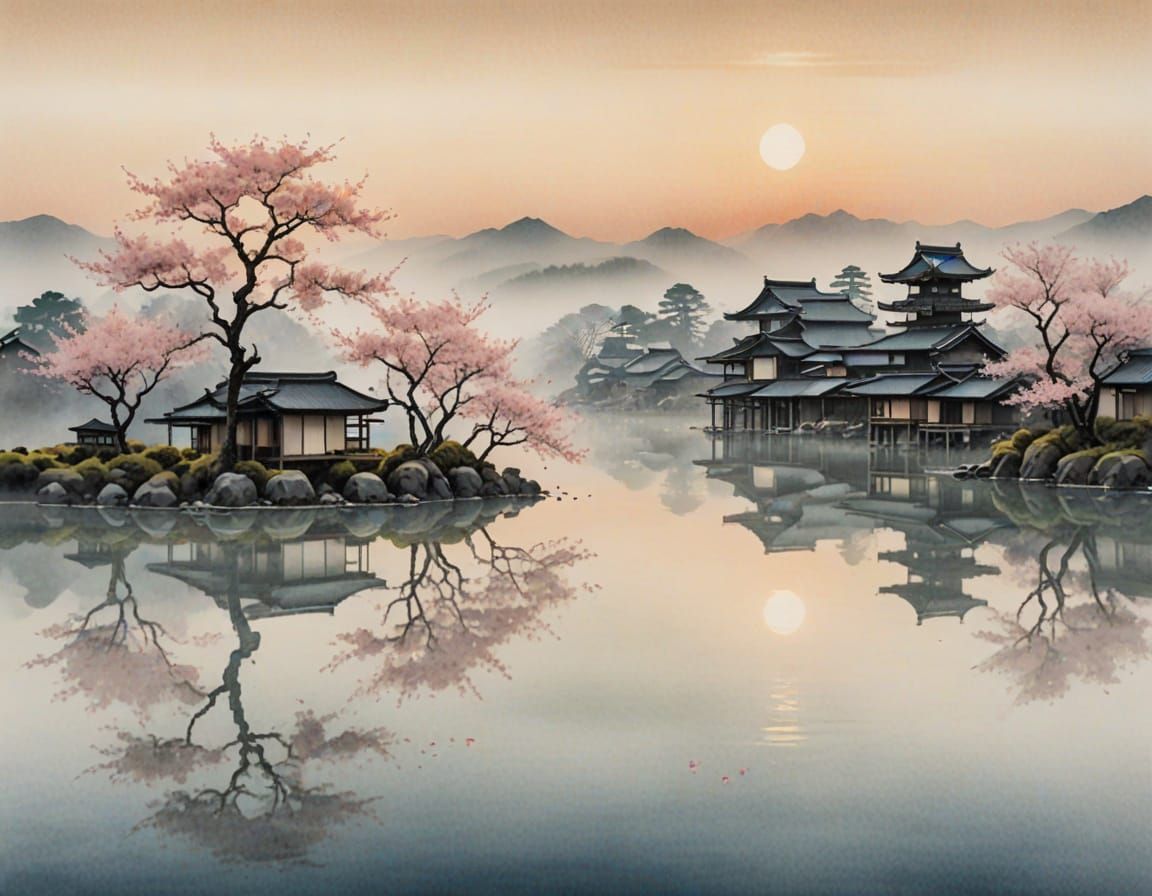 A surreal minimalist Japanese  landscape (0)