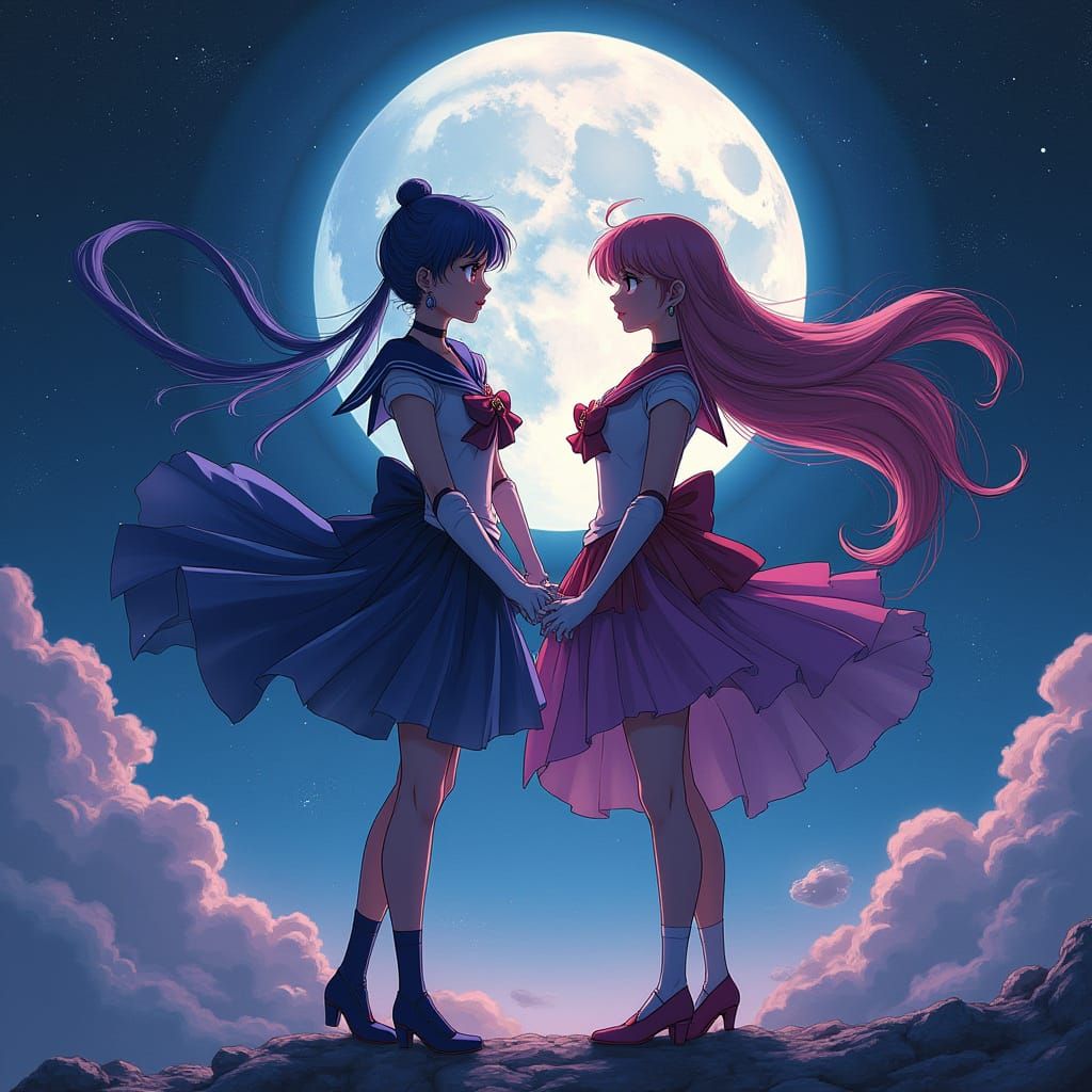 Sailor Pluto and Sailor Saturn Unite in Celestial Harmony