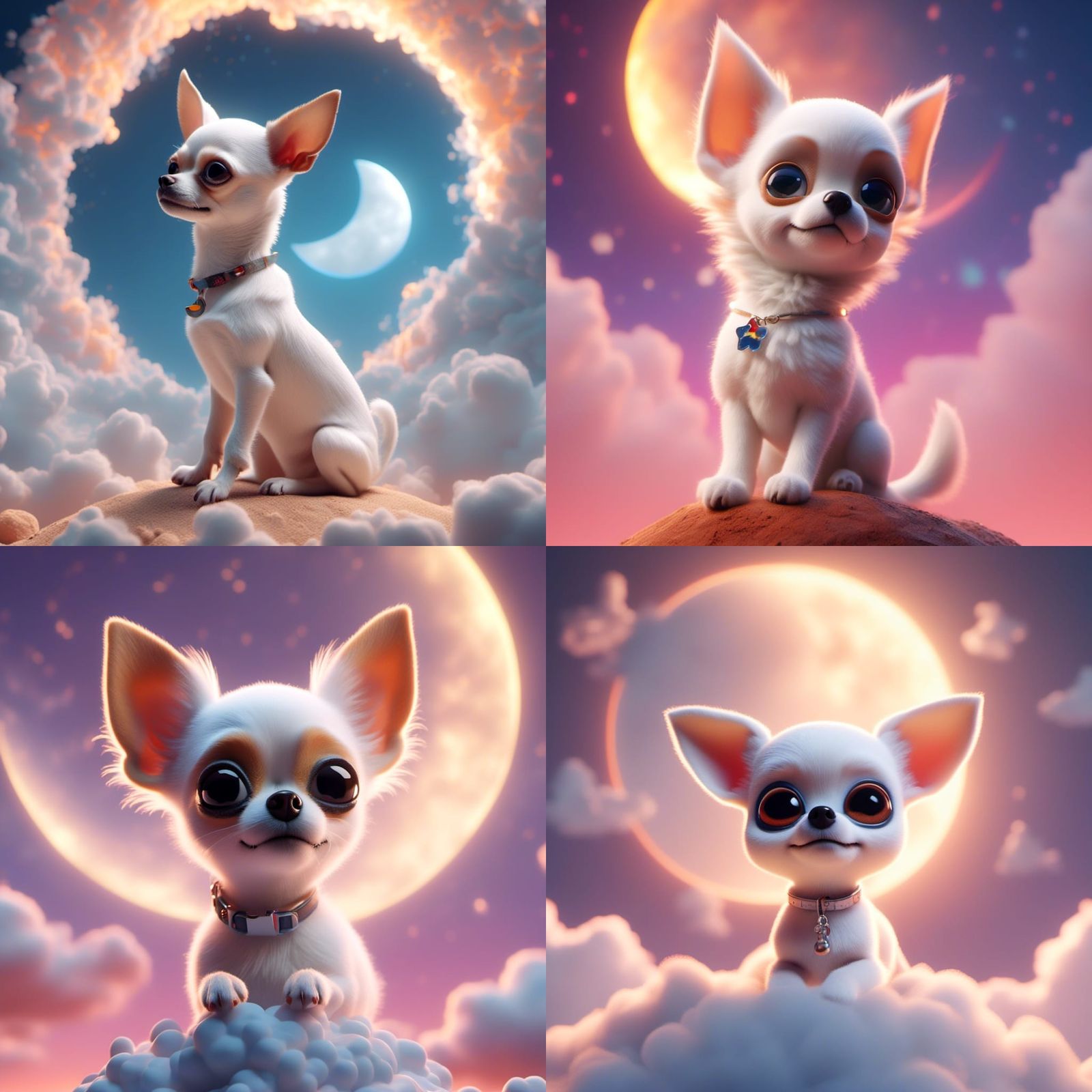 Adorable Chihuahua on the Moon: 3D Digital Art