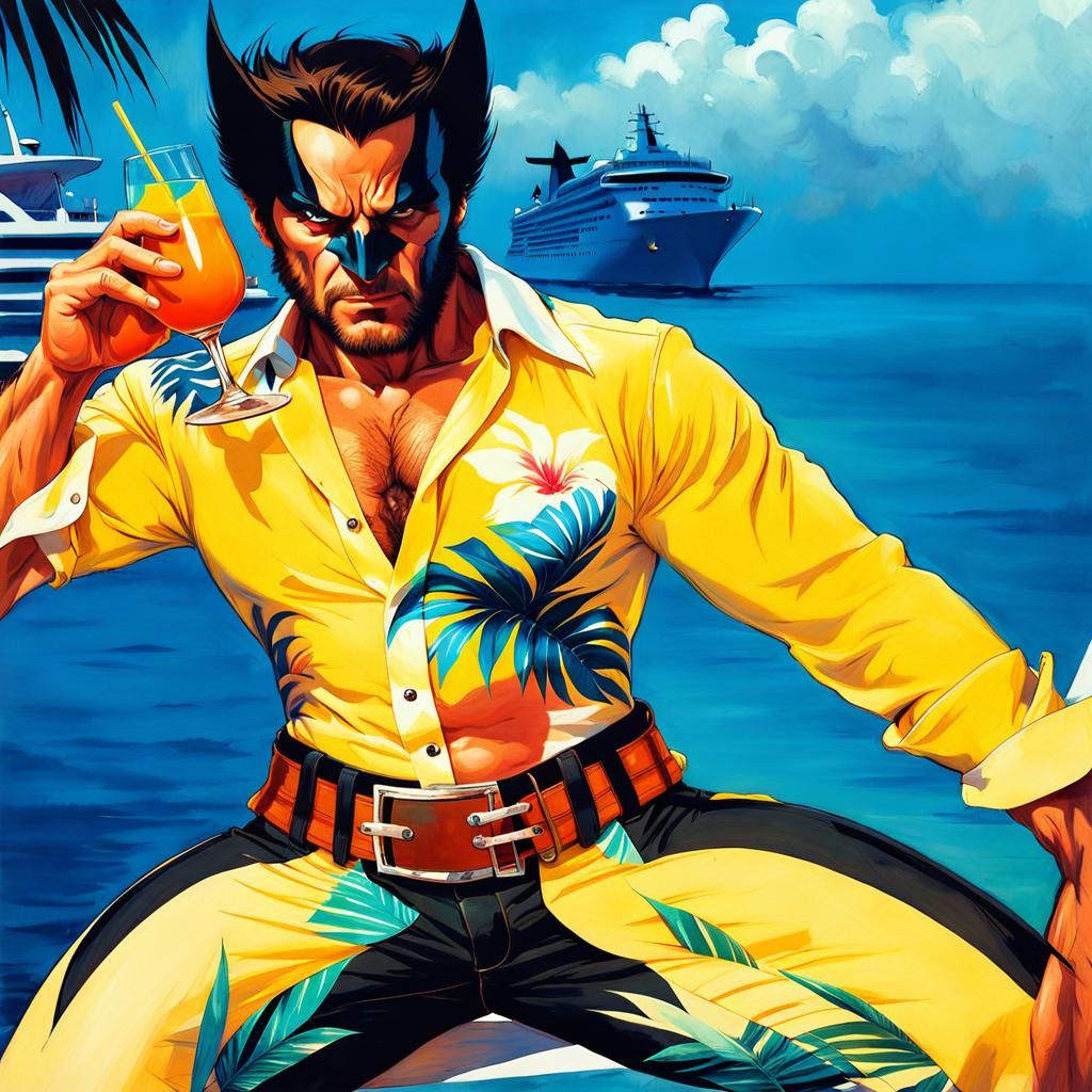 Wolverine on Vacation: A Colorful Anime-Inspired Cruise