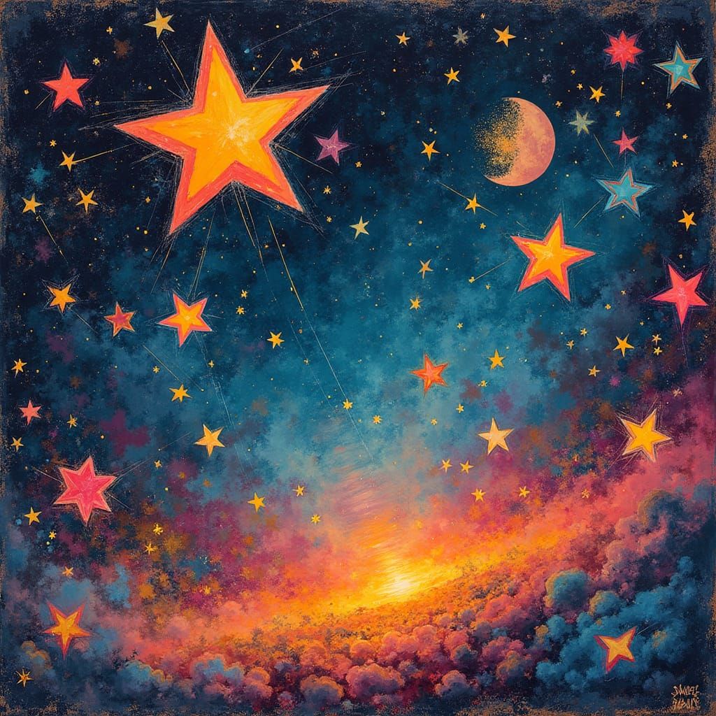 Vintage Punk Stars in Abstract Expressionism Style