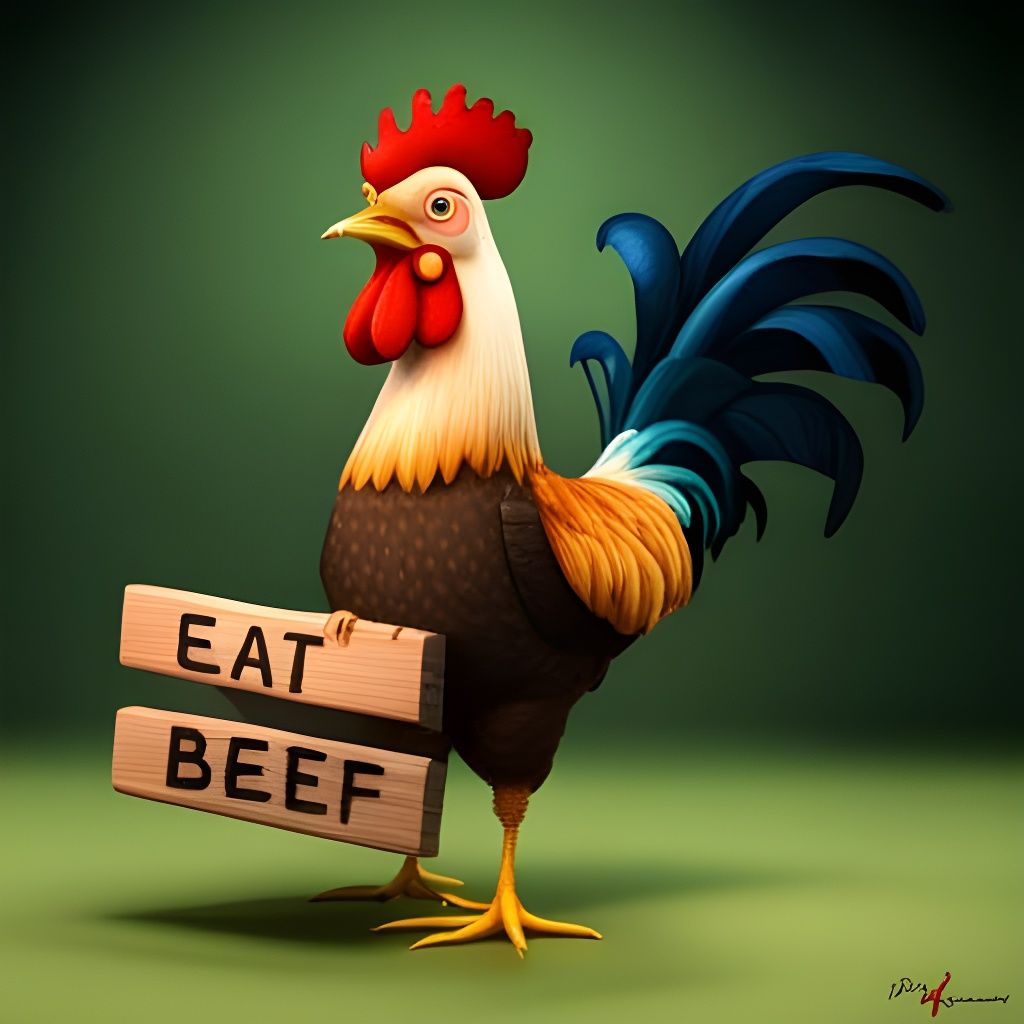 Dark Fantasy Rooster Promotes Beef in Digital Art