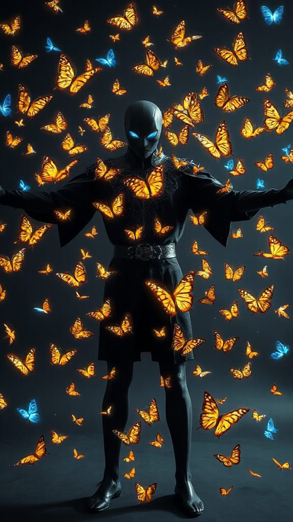 Elegant Nen Master Spreads Wings of Golden Butterflies