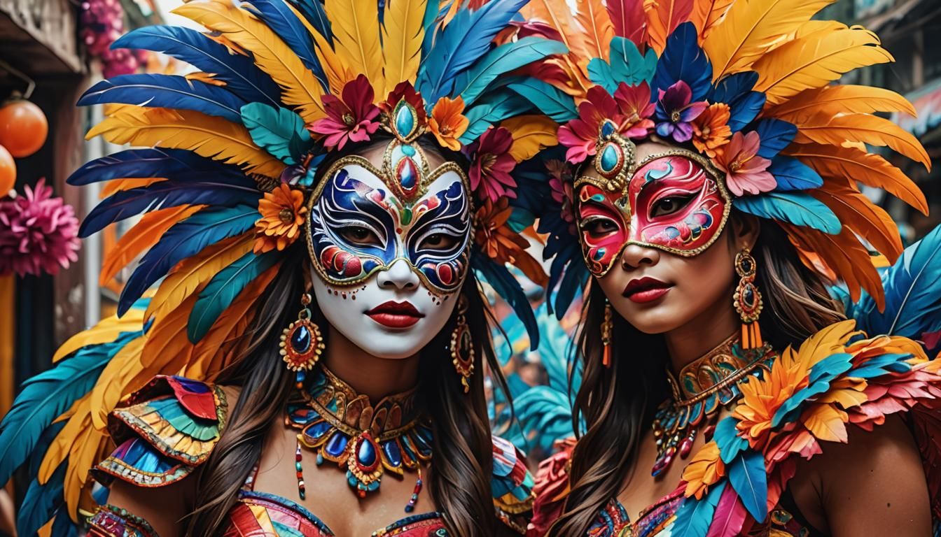 Vibrant Masskara Festival with Colorful Masks