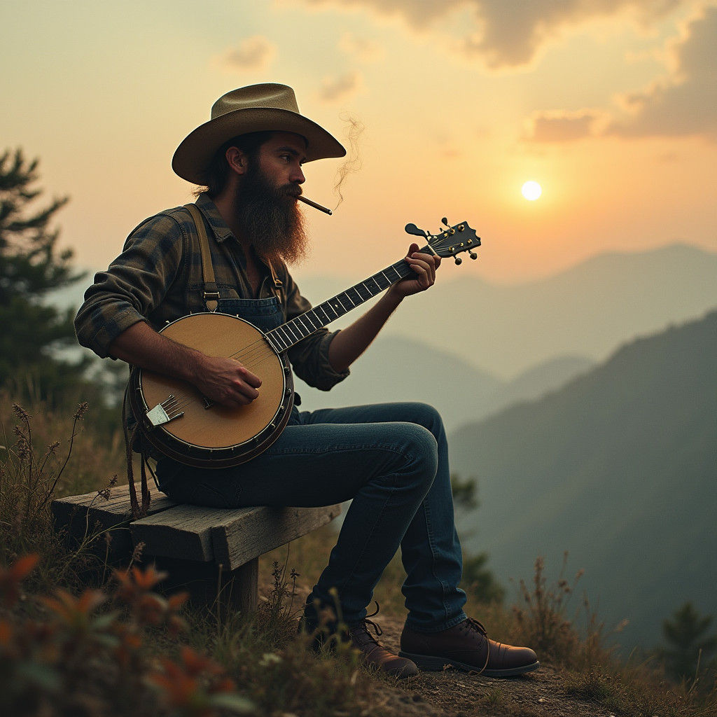 Hillbilly Banjo Player on Misty Mountain
