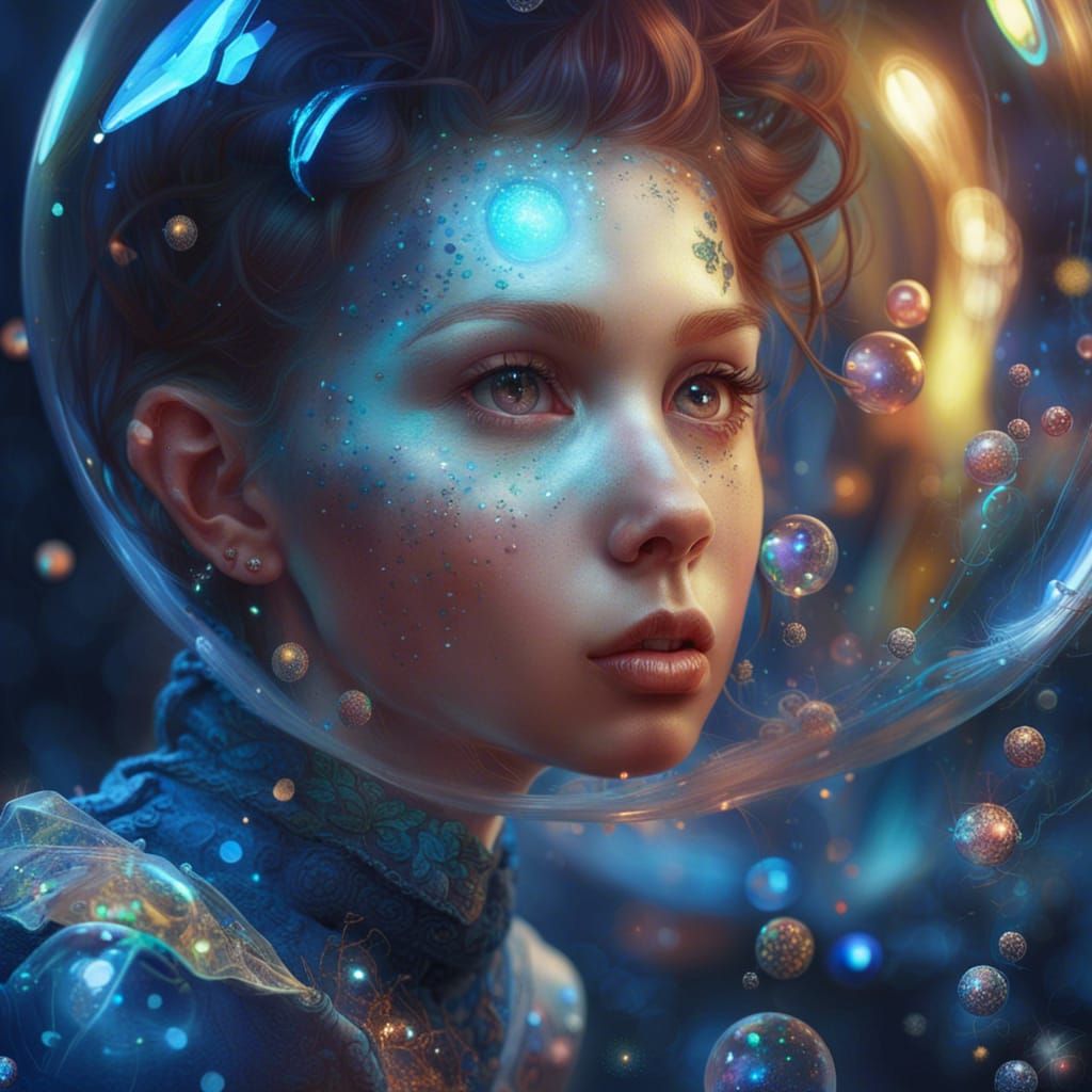 Sparkly Fairy Trapped in a Bubble: Hyperdetailed Fantasy Art