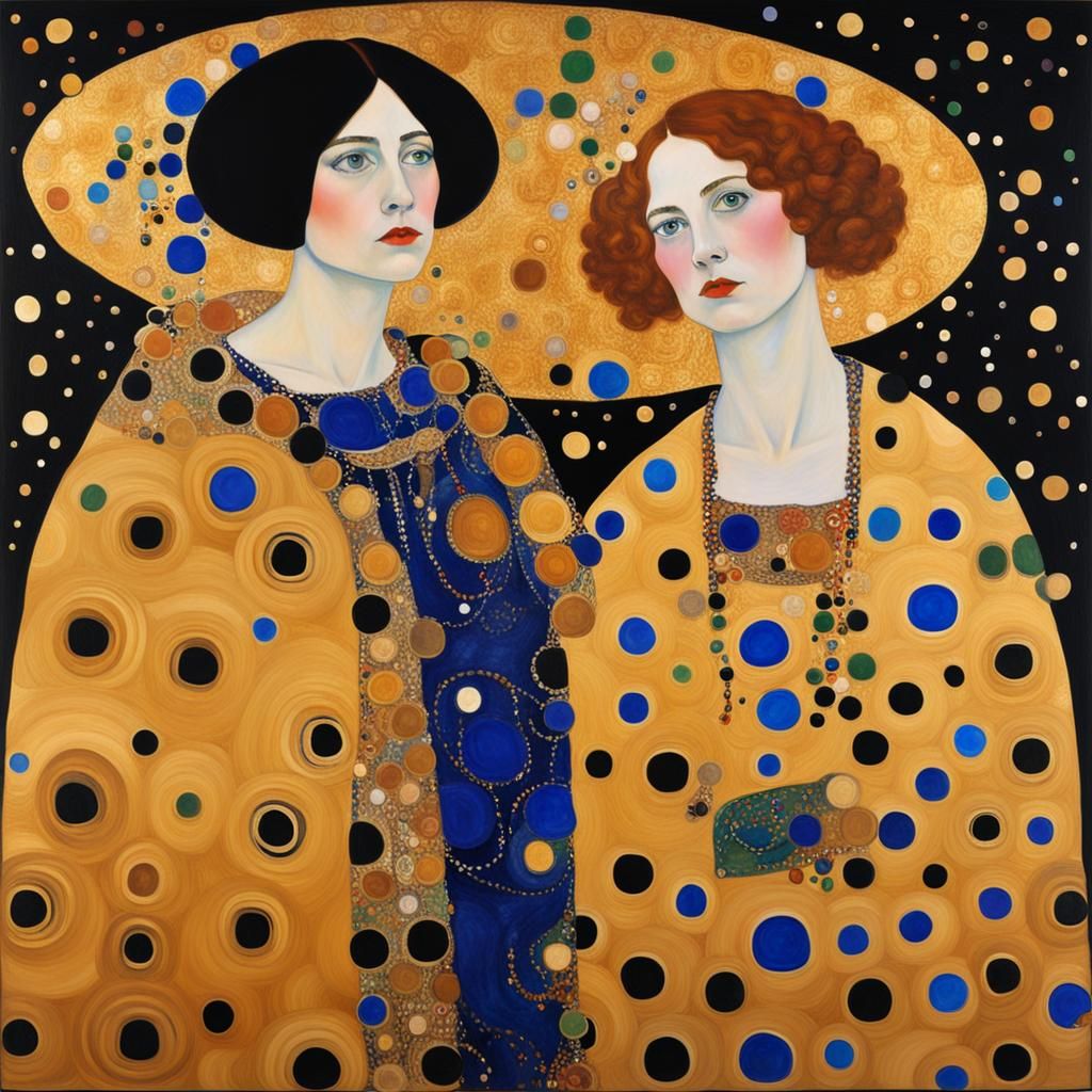 Sisters Rendered in Gustav Klimt's Art Nouveau Style