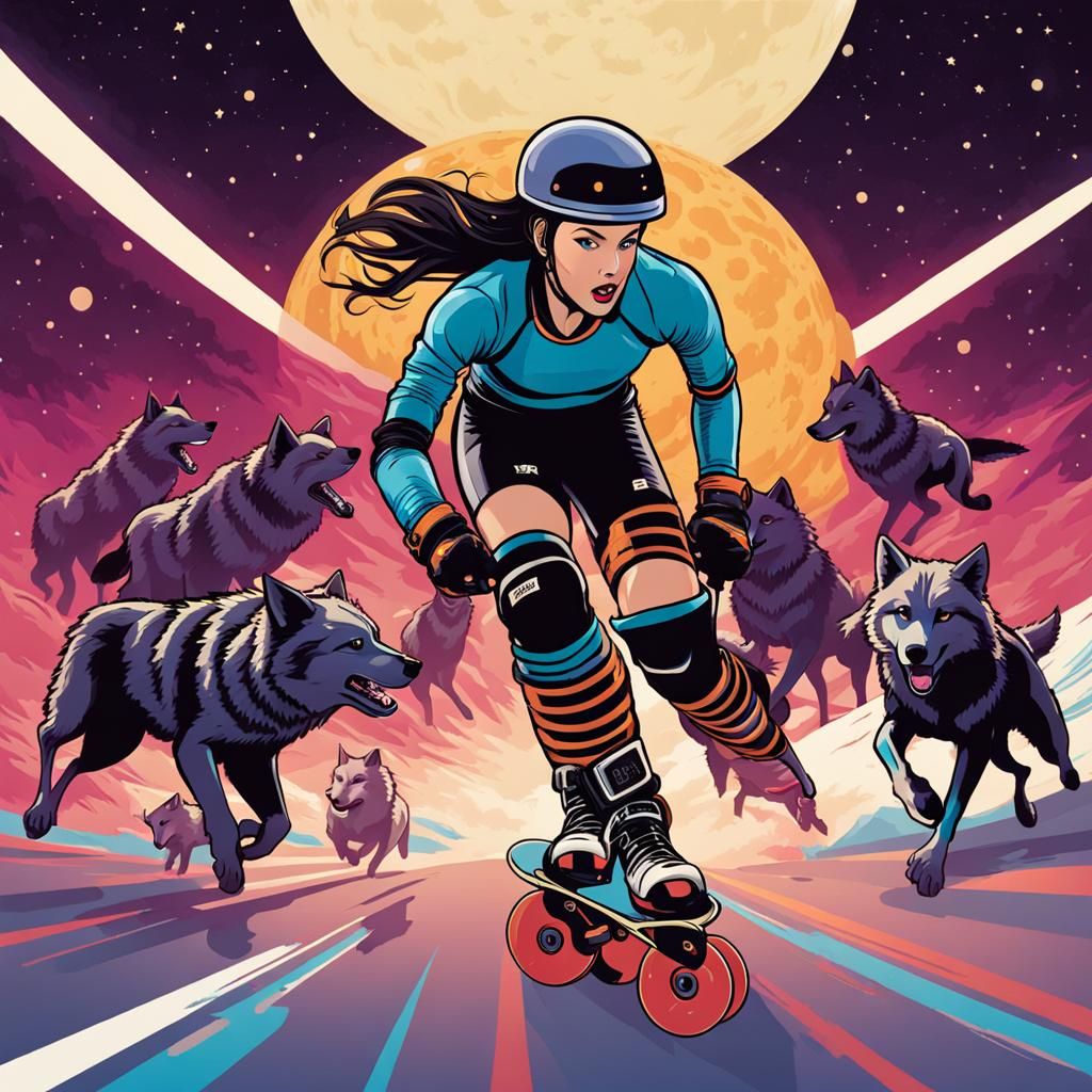 Roller Derby Skater Races Around Saturn