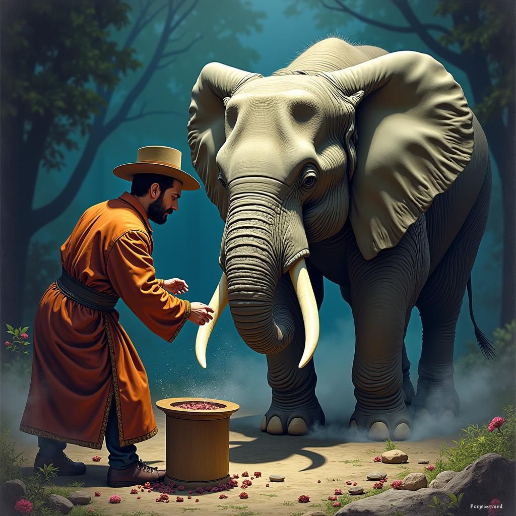 Magician's Trick: Pulling Elephant From Hat