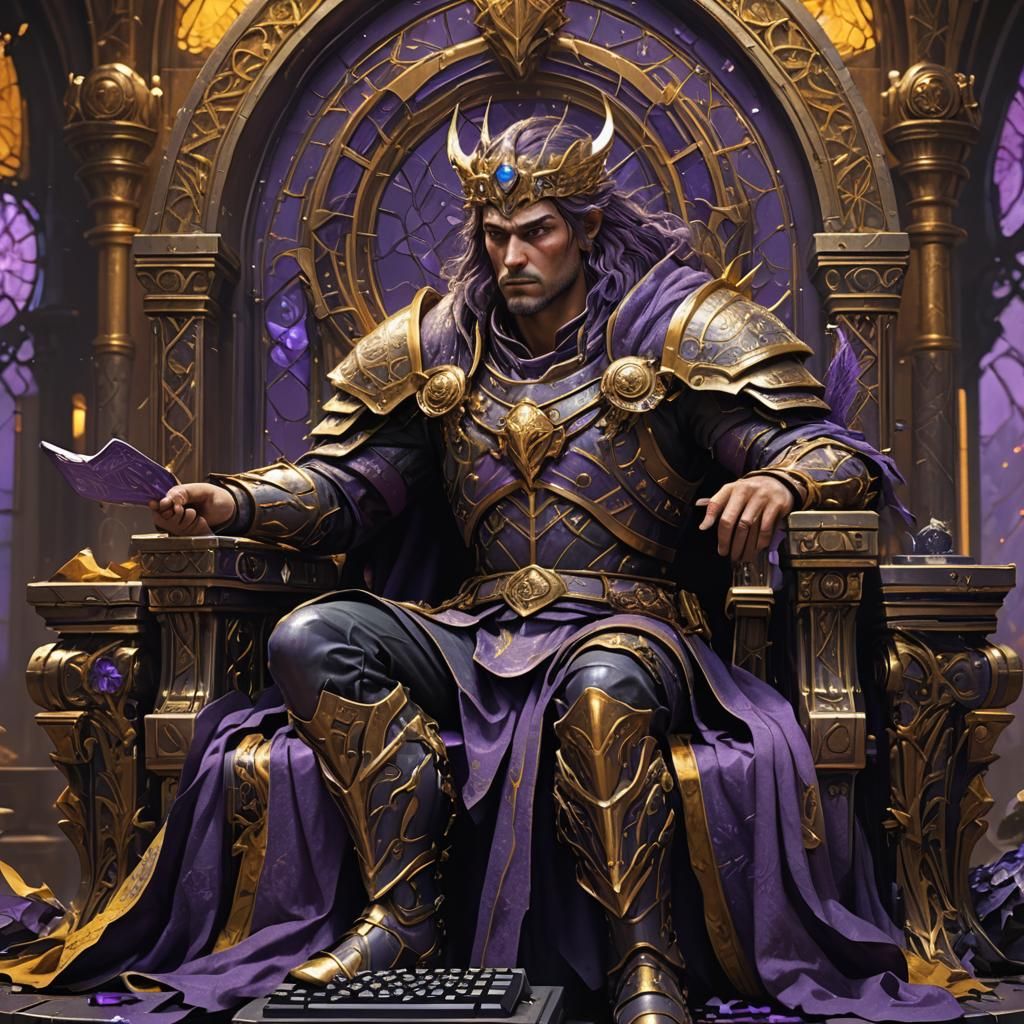 Keyboard Warrior on Throne: Dark Fantasy Art