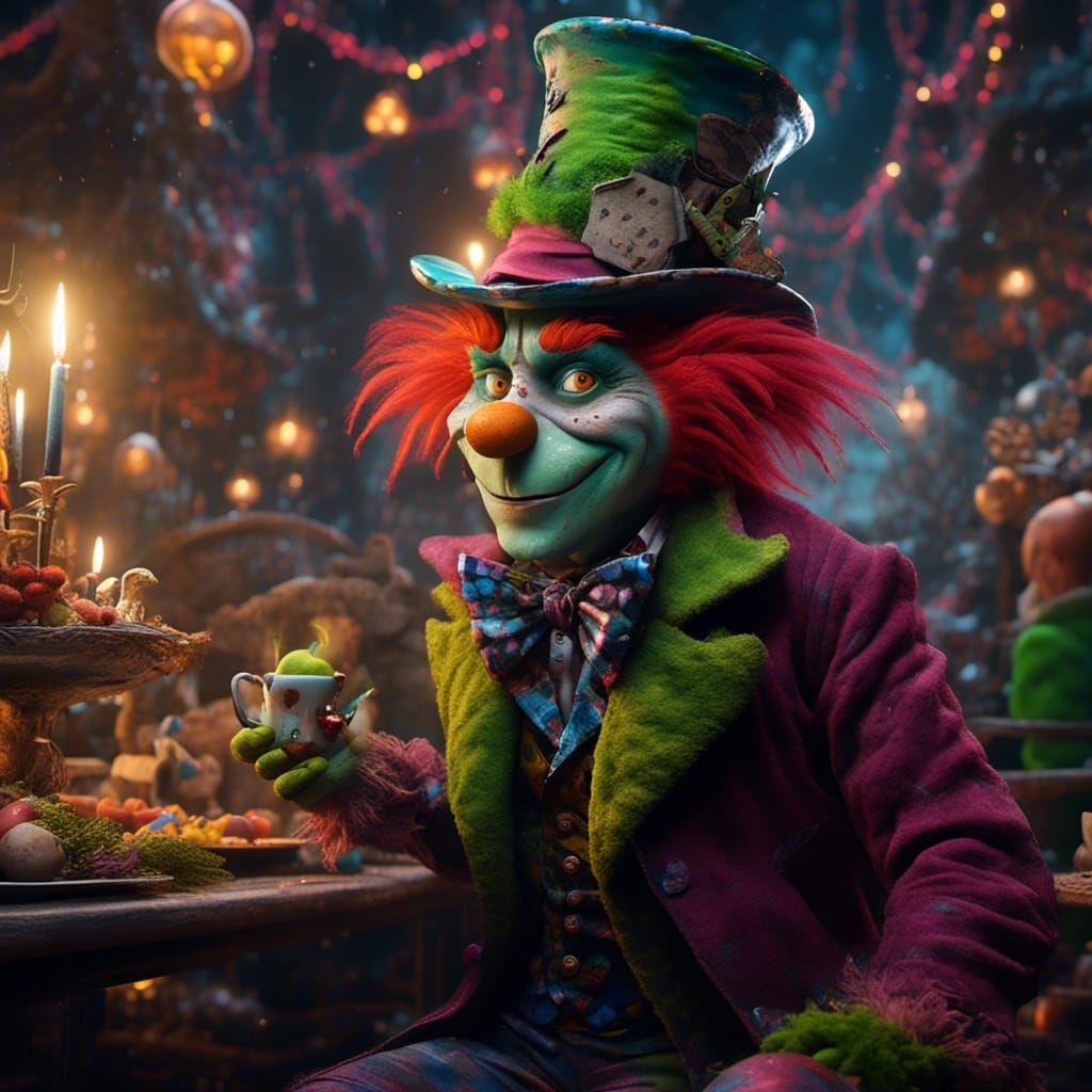 Mad Hatter Visits Grinch: Detailed Matte Painting