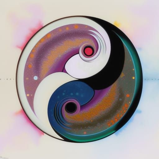 Yin and Yang Universe Concept Art in Complementary Colors