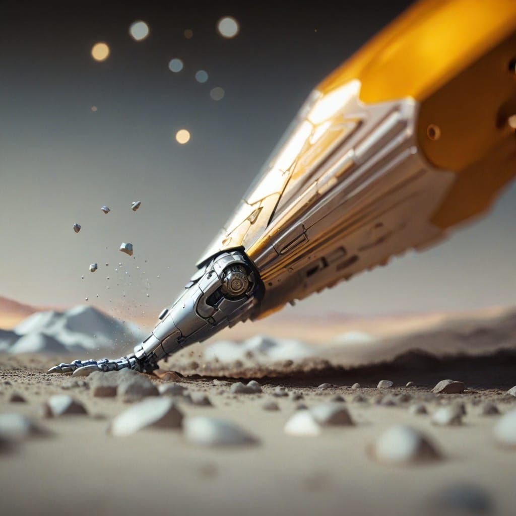 Silver Robot Dancing in Desert at Golden Hour