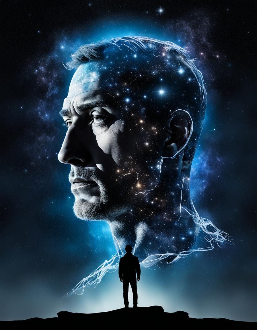 Universe Within: Double Exposure Silhouette in Digital Art