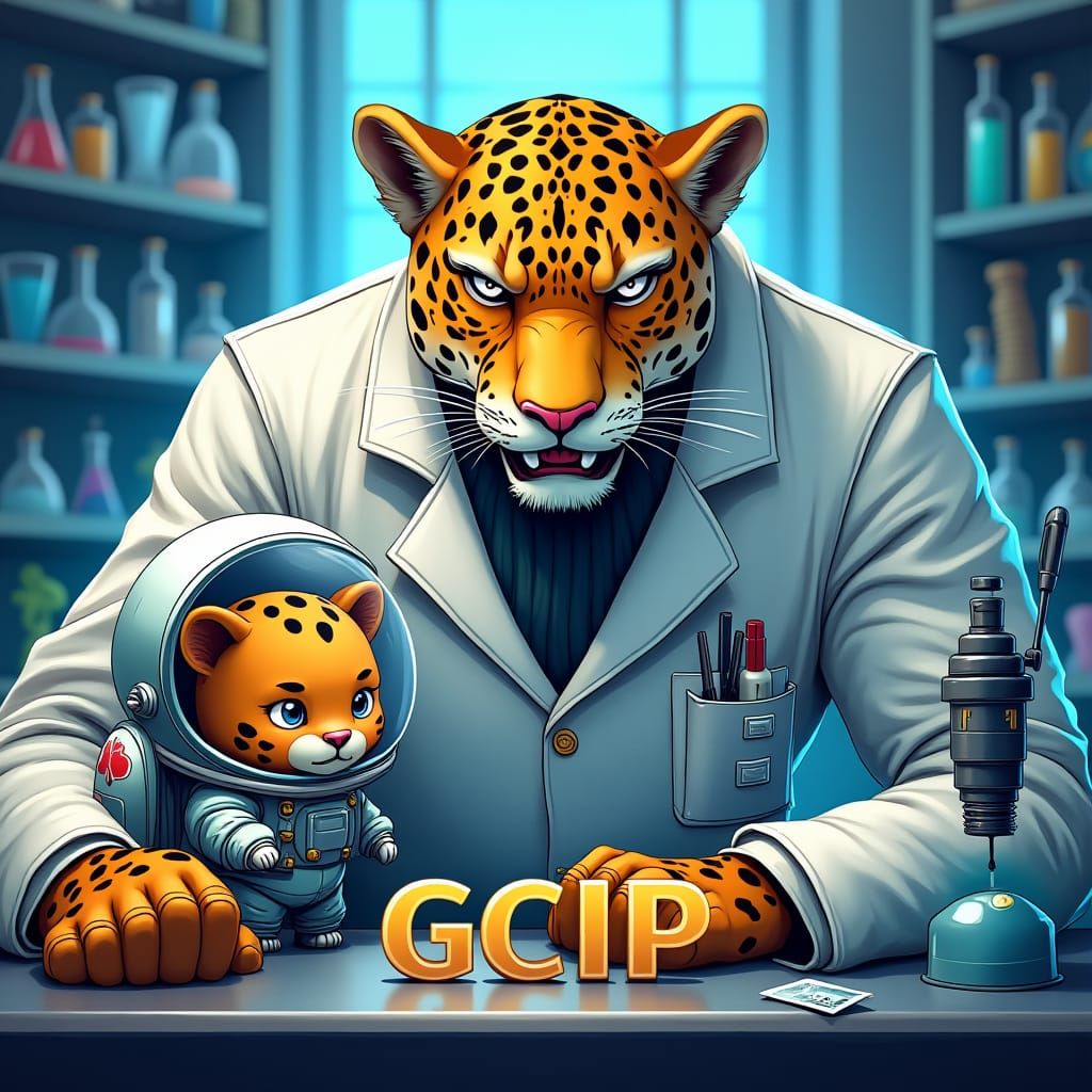 Jaguar Scientist and Astronaut in Manga Style