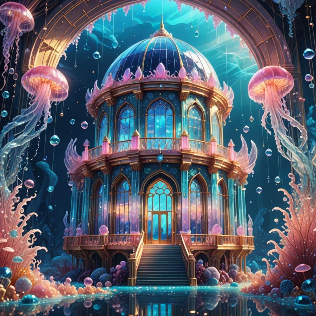 Majestic Crystal Palace Under the Sea in Digital Art