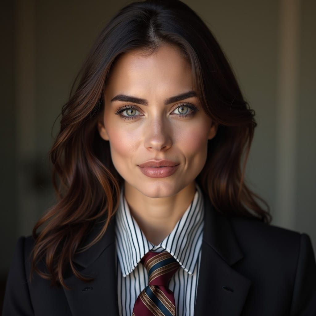 Polished Businesswoman in Striped Tie