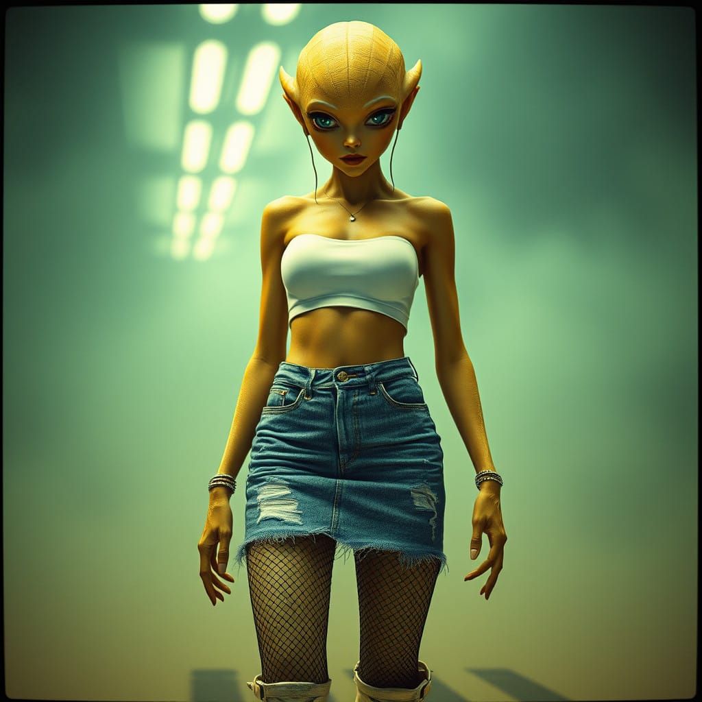 Stunning Female Alien in Cinematic Film Still Style