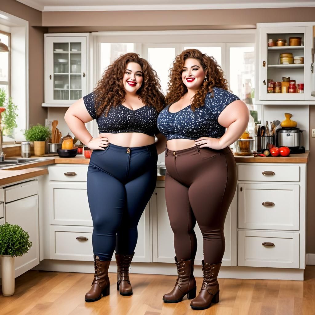 Two Obese Sisters in an Elaborate Kitchen