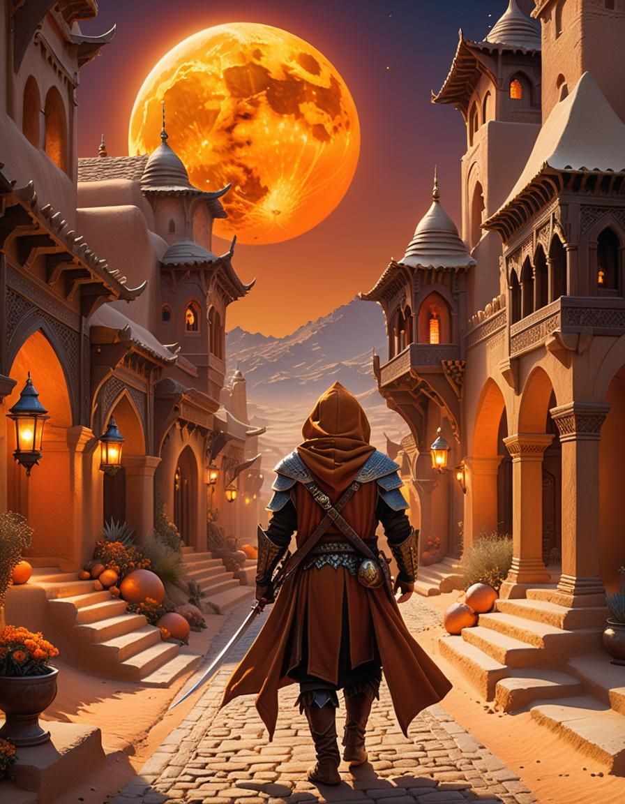 Halfling Thief Stalks Desert City in Ethereal Style