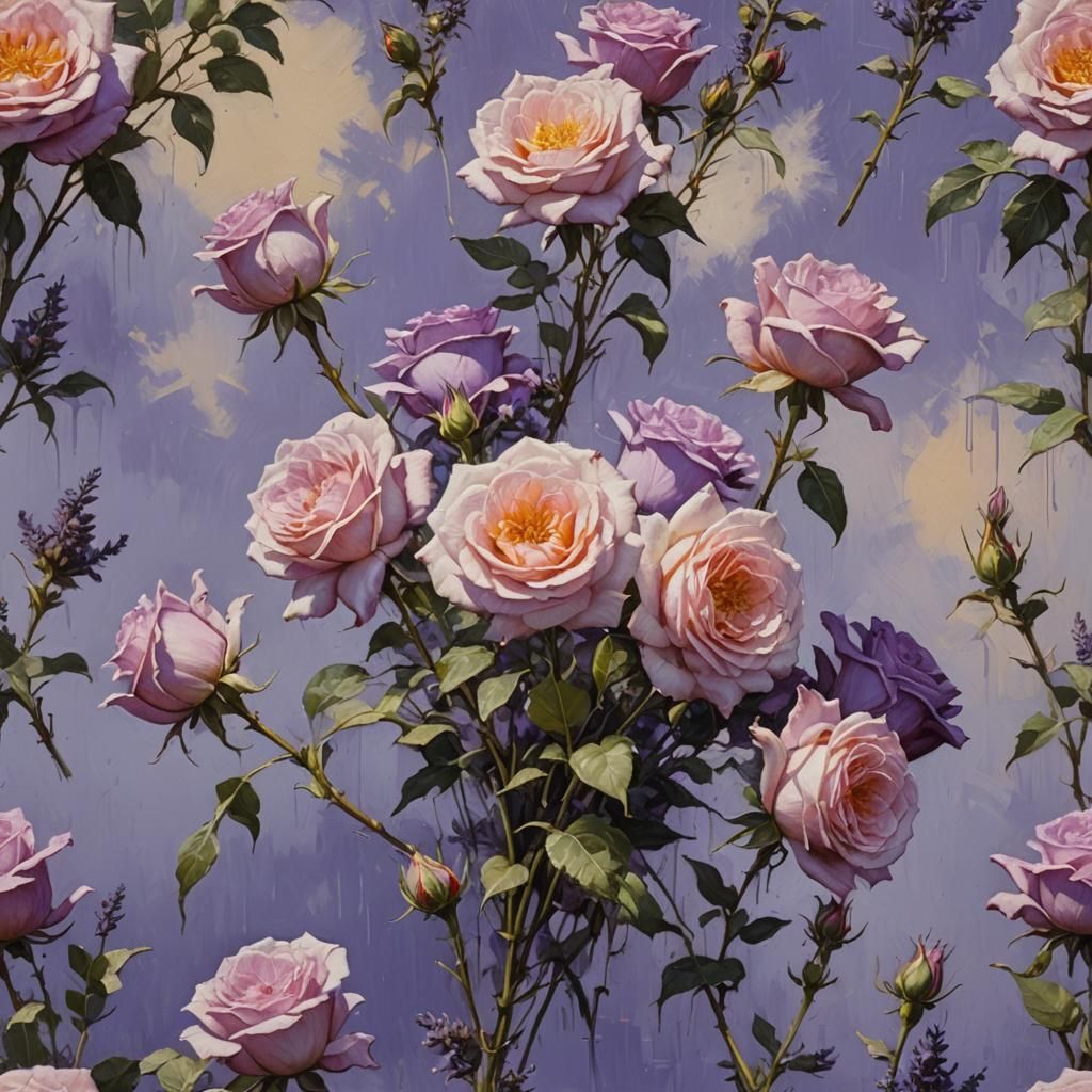 Lavender Rose Oil Painting by James Gurney Style