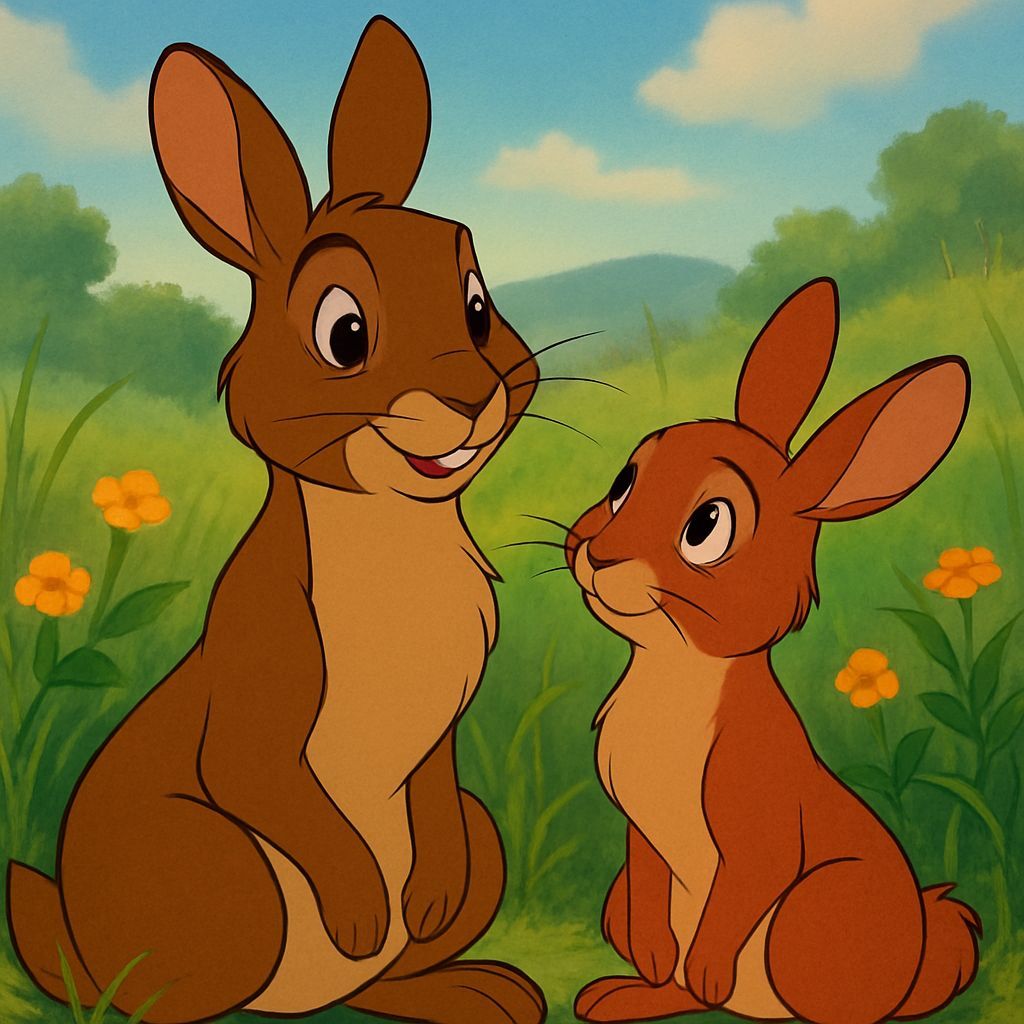 Hazel and Fiver in Disney Animation Style