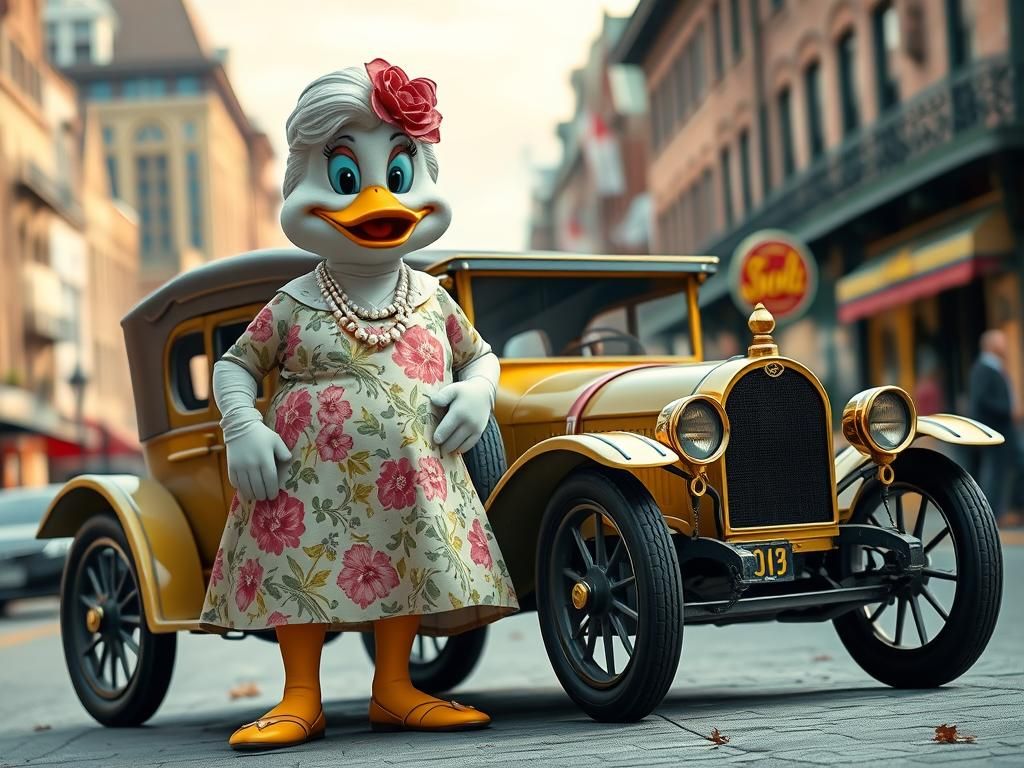 Grandma Duck with her car