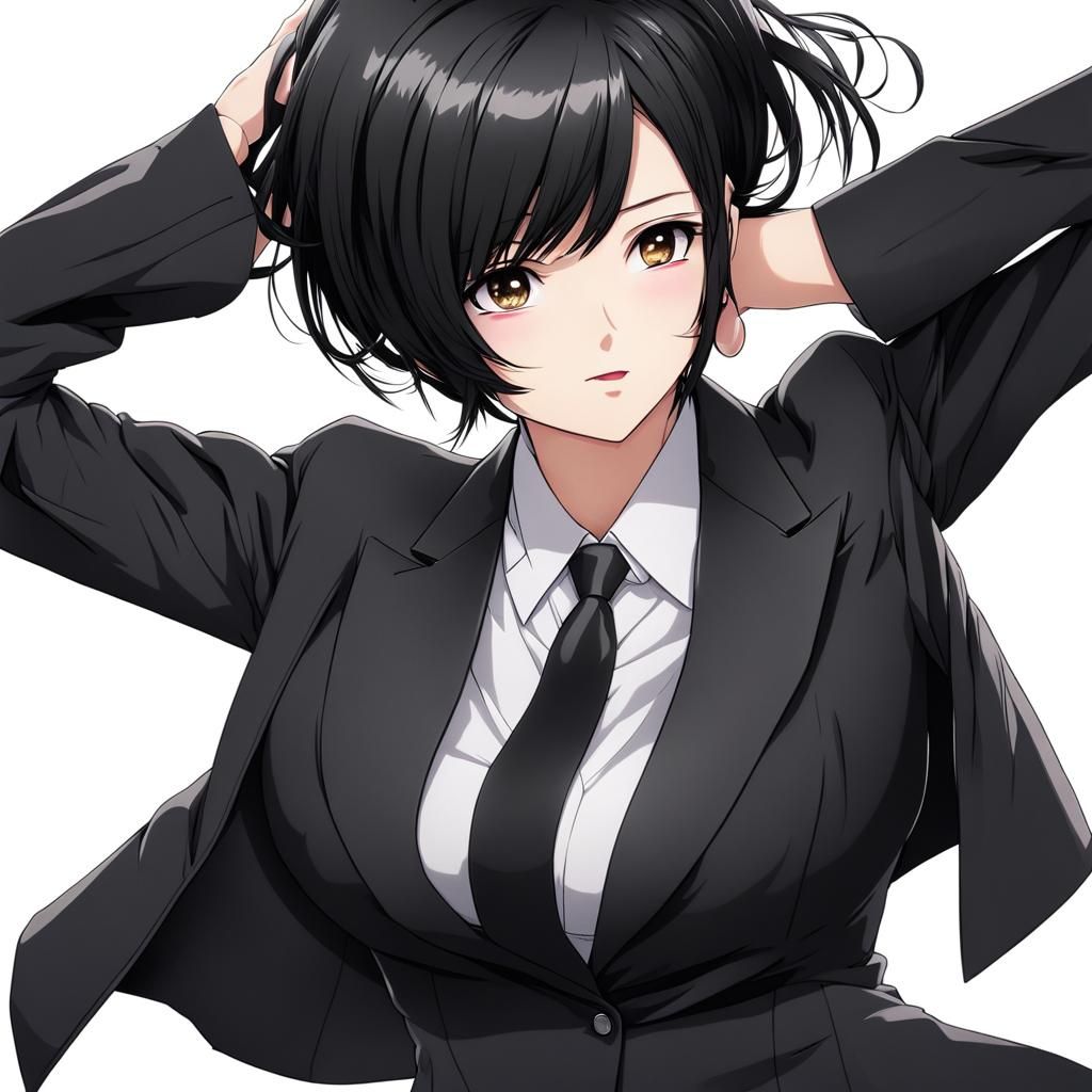 Anime Style Woman in Suit Portrait