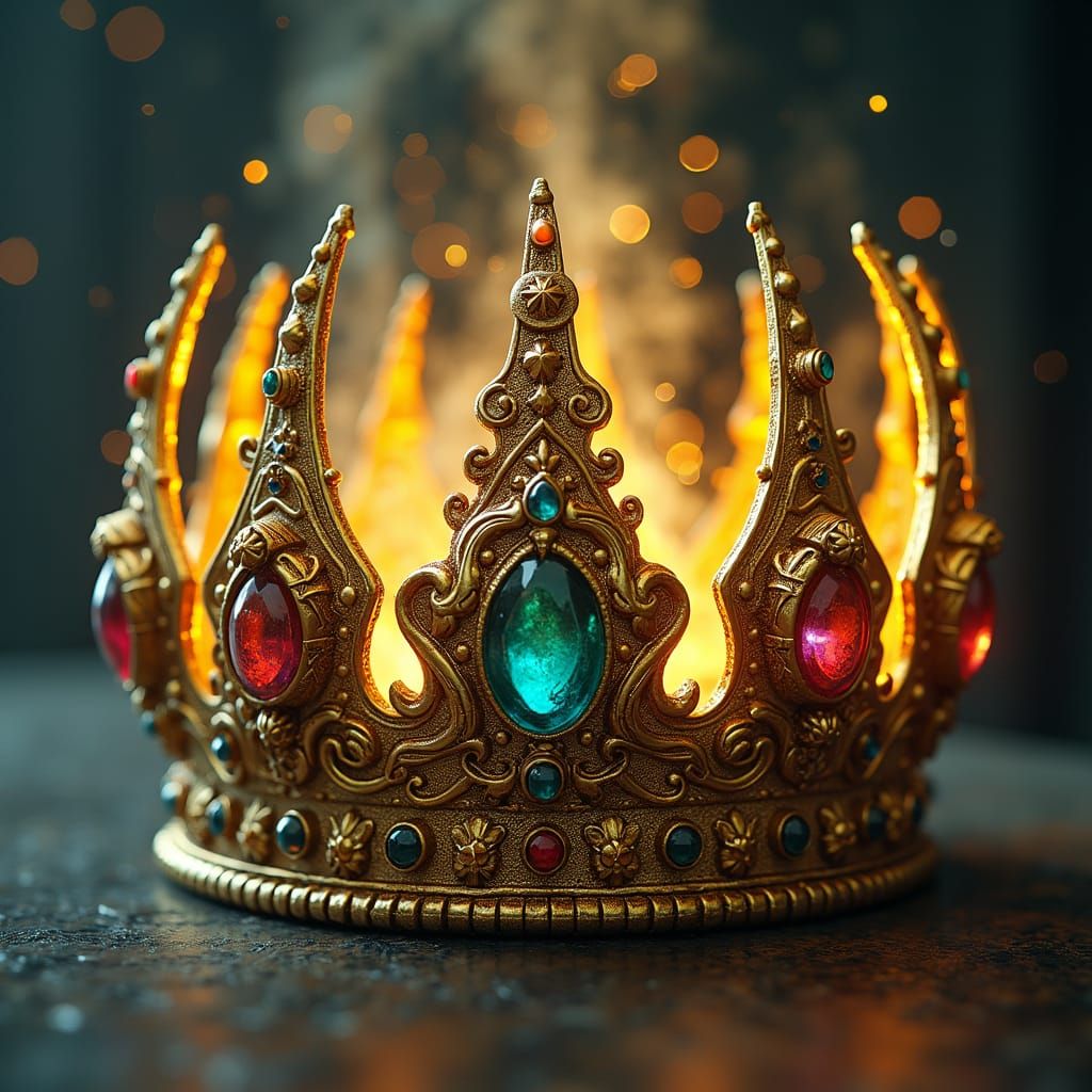 Ornate Golden Sorcerer's Crown with Gemstones