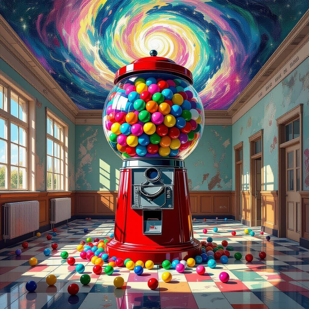 Cosmic Gumball Machine in Ruined Playroom