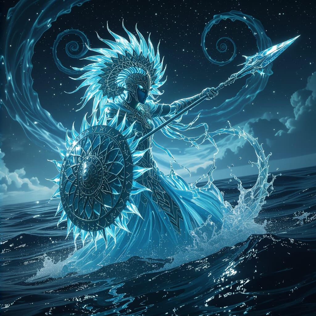 Water Warrior Concept Art in Dark Fantasy Style