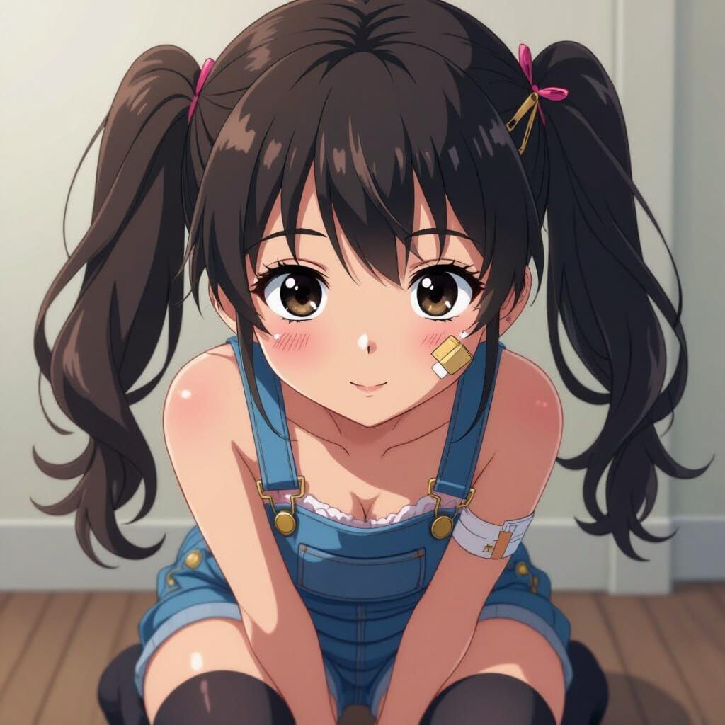 Anime Girl with Twintails in Whimsical Style