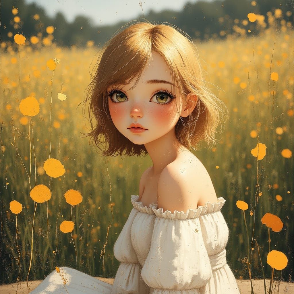 Girl in Field, Fantasy Concept Art Style