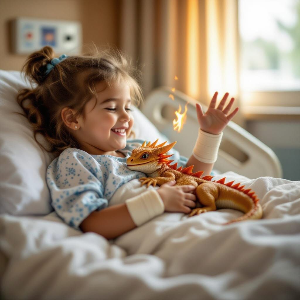 Girl in Hospital with Dragon, Professional Photography