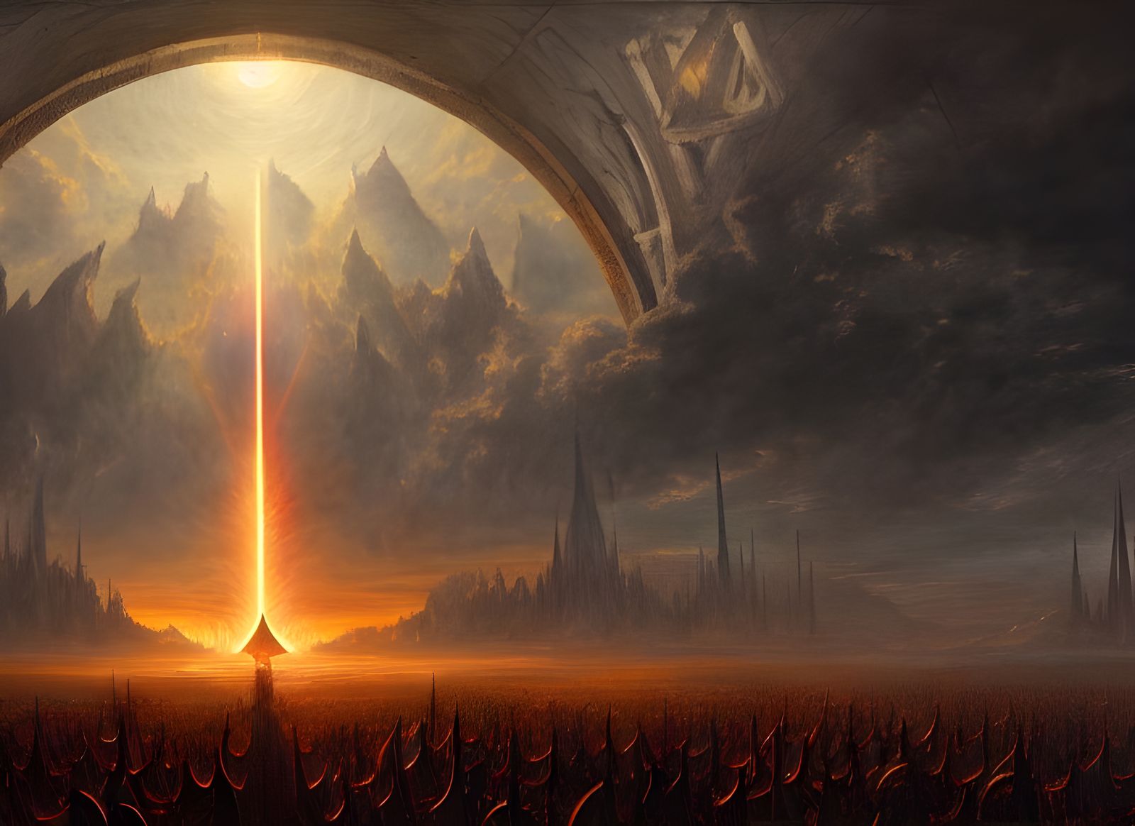 God Hovering Above Cornfields with Stargate